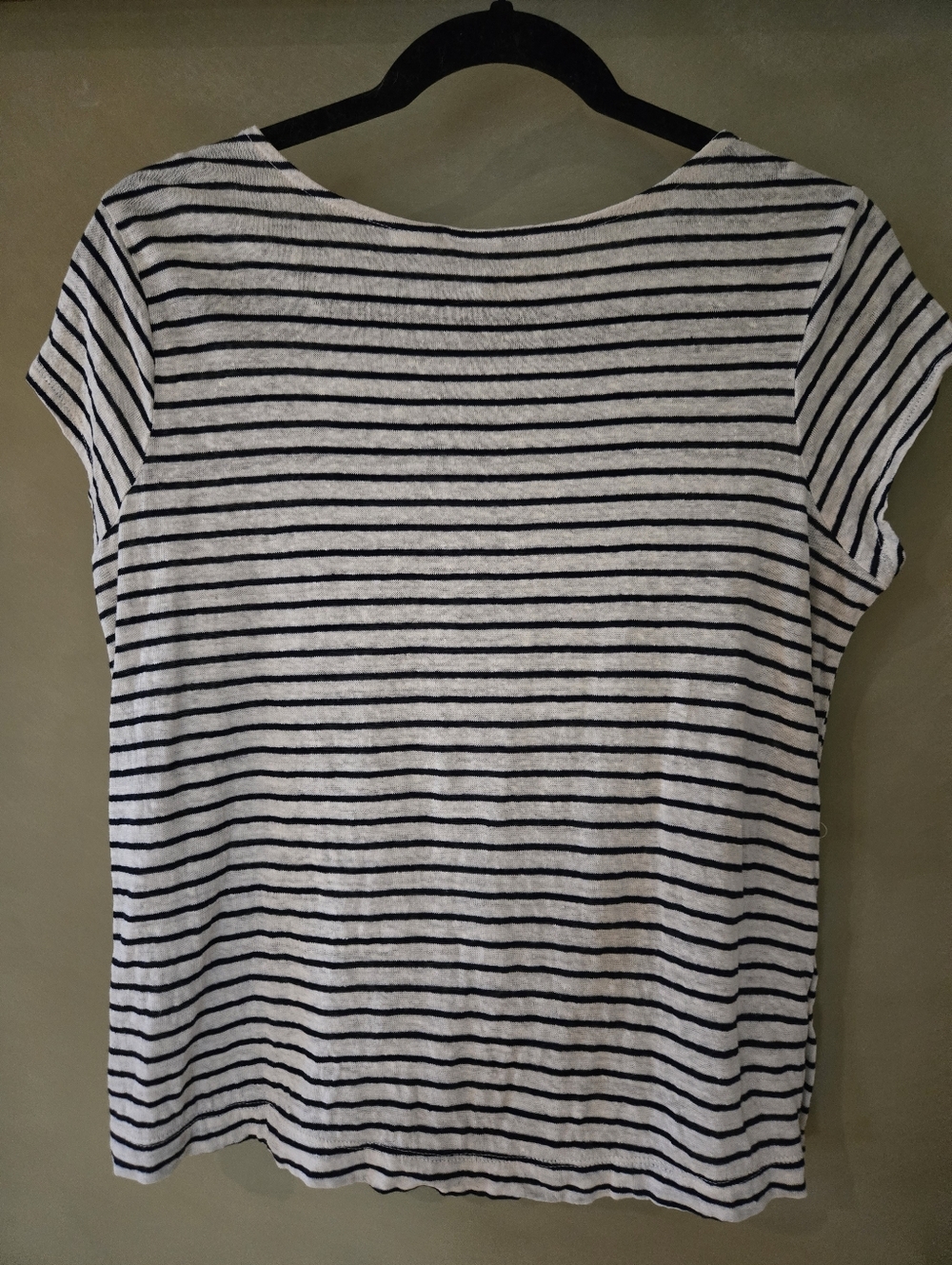 Joie | 100% Linen Tee with Navy Stripe Crewneck - Picture 3 of 7